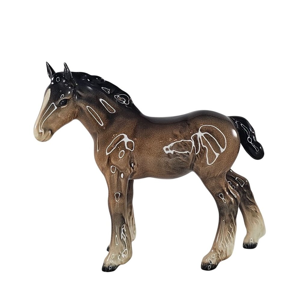 Beswick England Shire Foal Brown Glossy Baby Horse Figurine #1053